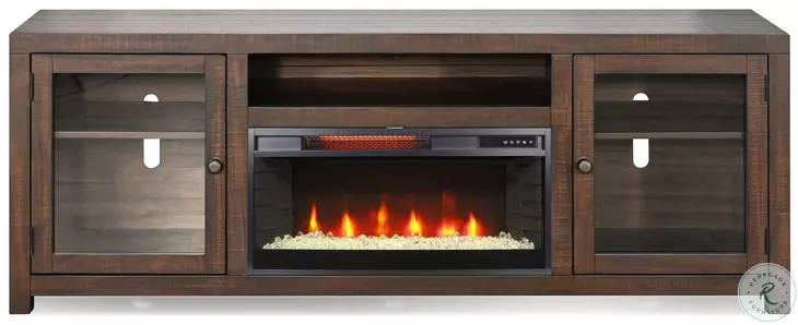 Hearthwood Haven Dark Brown 72" Media Console with Crystal Fireplace Insert