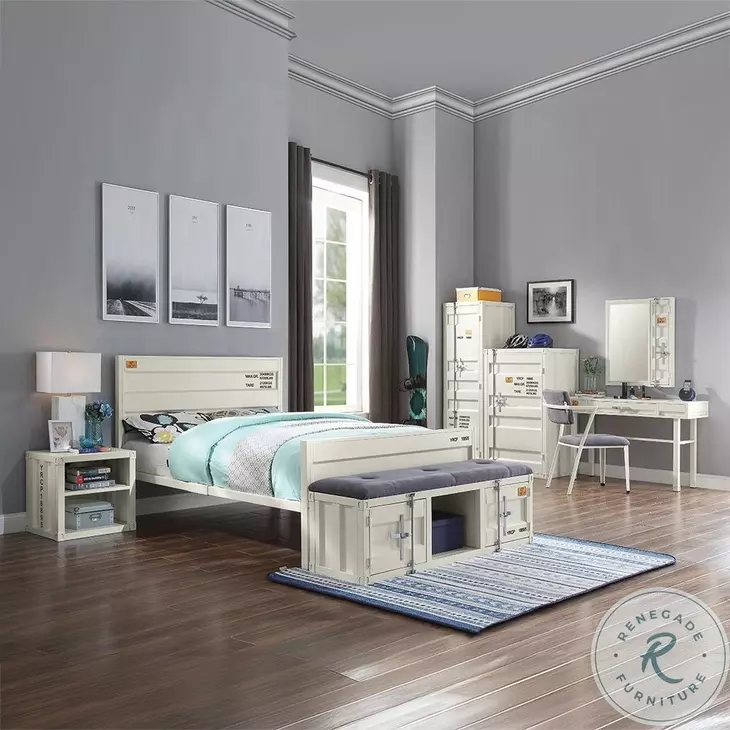 Cargo White Twin Panel Bed