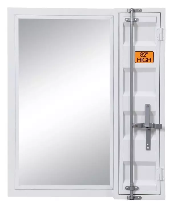 Cargo White Rectangular Vanity Mirror with Storage