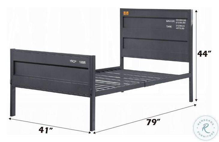 Cargo Gunmetal Twin Panel Bed