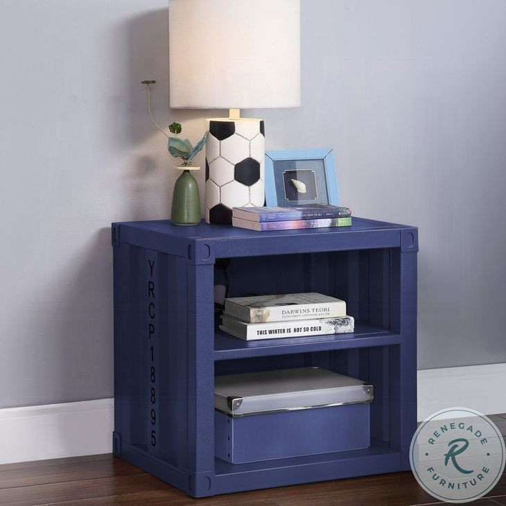 Cargo Blue Nightstand with USB Charging