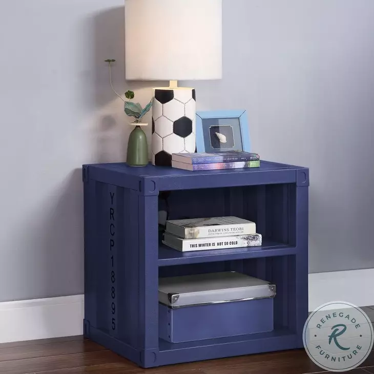Cargo Blue Nightstand with USB Charging