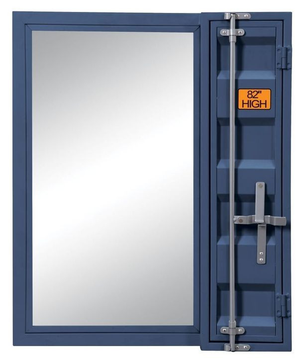 Cargo Blue Rectangular Vanity Mirror with Storage