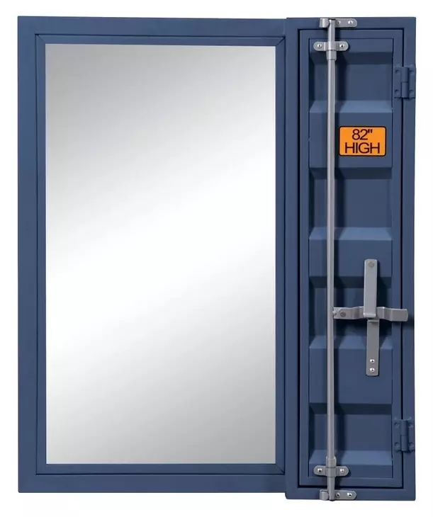 Cargo Blue Rectangular Vanity Mirror with Storage