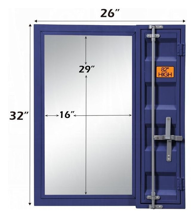 Cargo Blue Rectangular Vanity Mirror with Storage