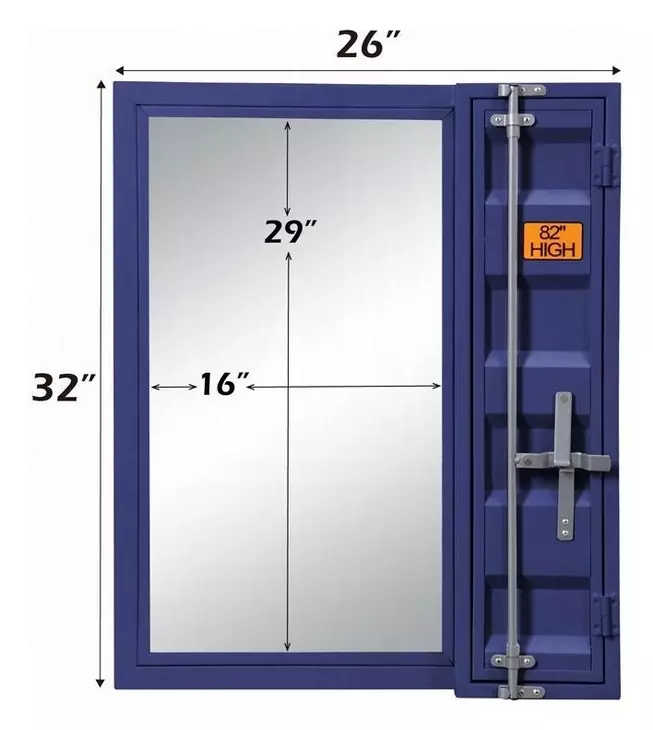 Cargo Blue Rectangular Vanity Mirror with Storage
