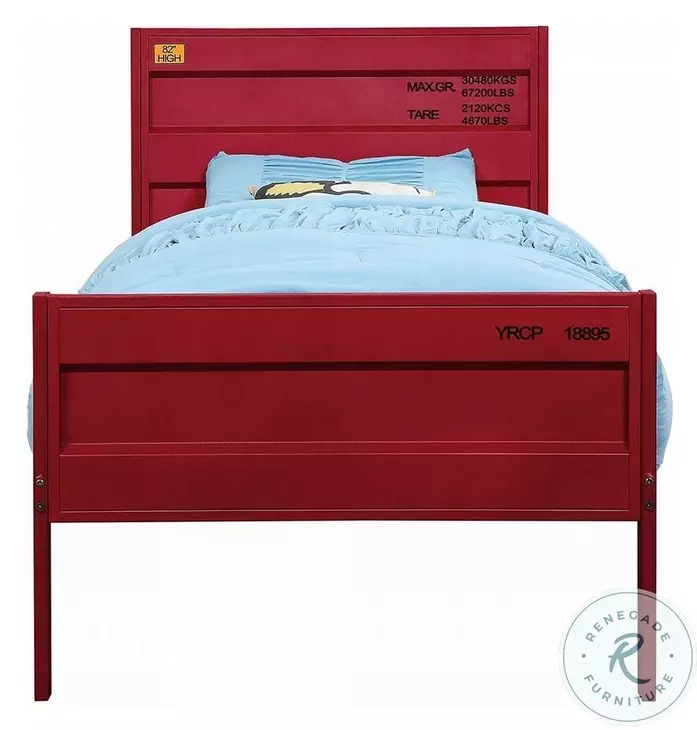 Cargo Red Twin Panel Bed