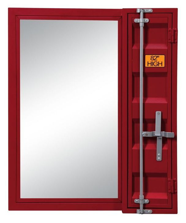 Cargo Red Rectangular Vanity Mirror with Storage