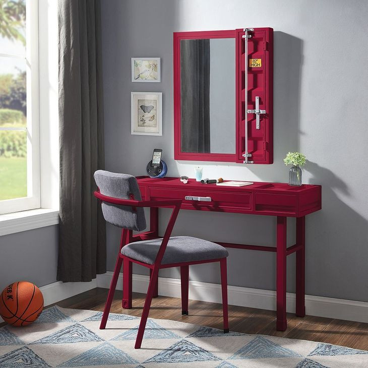 Cargo Red Rectangular Vanity Mirror with Storage