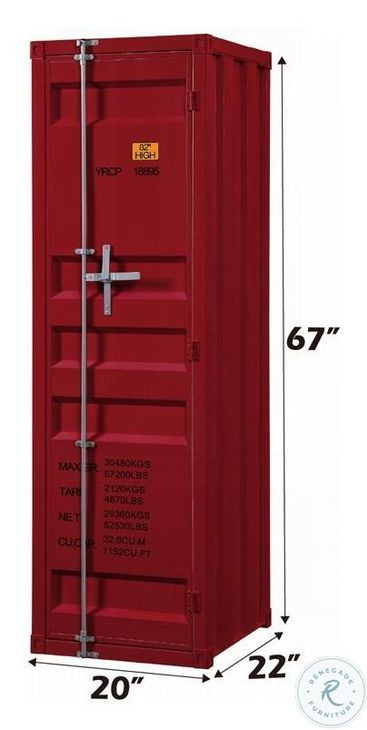Cargo Red 1 Door Wardrobe