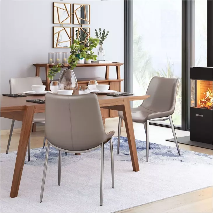 Magnus Gray And Brushed Stainless Steel Dining Chair Set Of 2