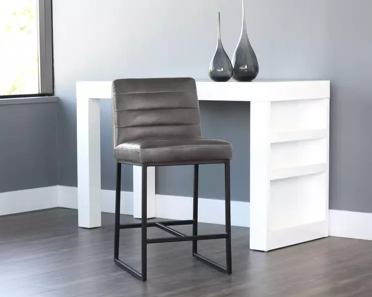 Spyros Overcast Gray Upholstered Counter Height Stool
