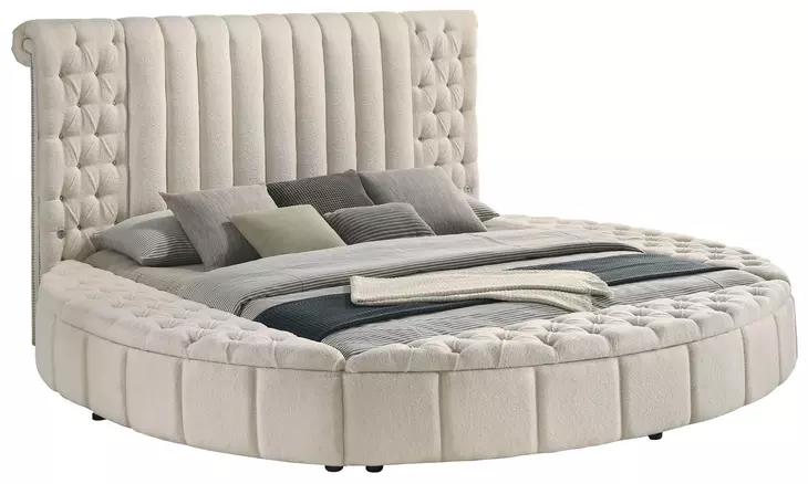 Sonya Ivory King Upholstered Panel Storage Bed