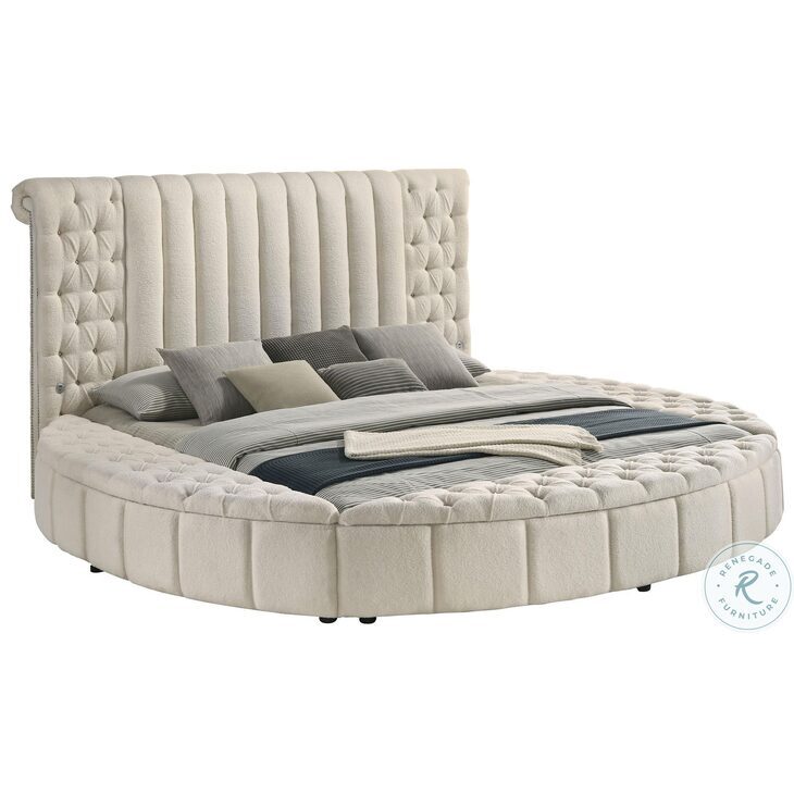 Sonya Ivory Queen Upholstered Panel Storage Bed From Coaster Furniture