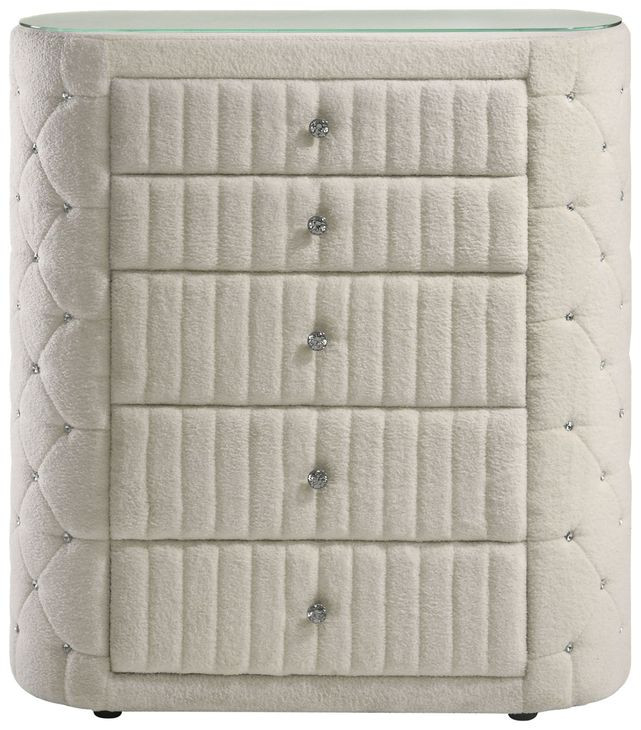 Sonya Ivory Upholstered 5 Drawer Chest