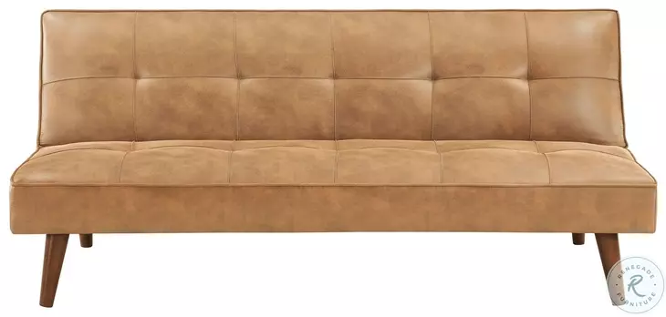 Jenson Saddle Brown Tufted Convertible 66" Sofa Bed