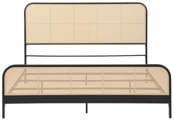Lanewood Black Open Cane Webbing King Metal Bed
