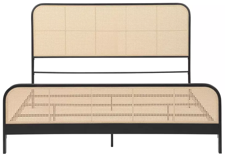 Lanewood Black Open Cane Webbing King Metal Bed