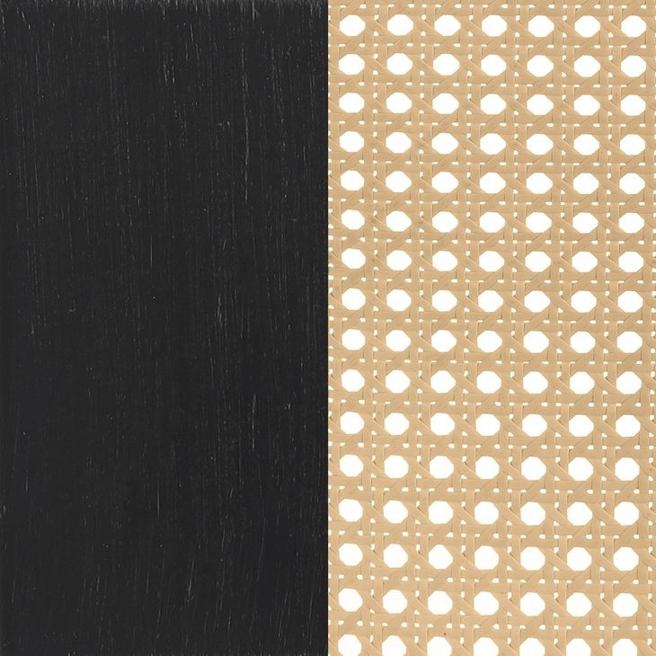 Lanewood Black Open Cane Webbing King Metal Bed