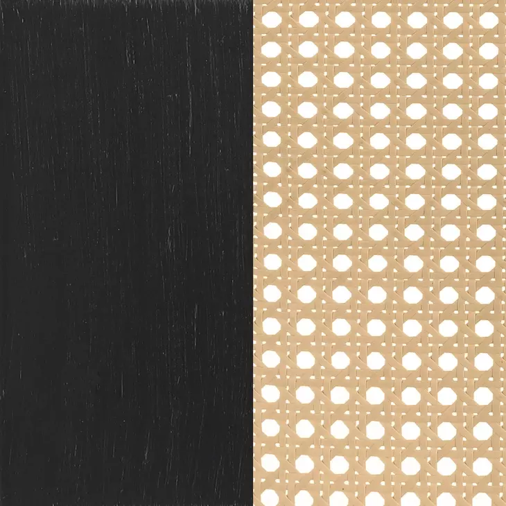 Lanewood Black Open Cane Webbing King Metal Bed