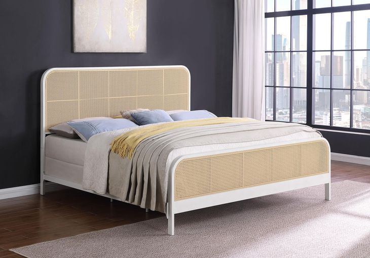 Lanewood White Open Cane Webbing King Metal Bed