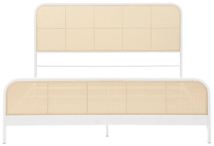 Lanewood White Open Cane Webbing King Metal Bed