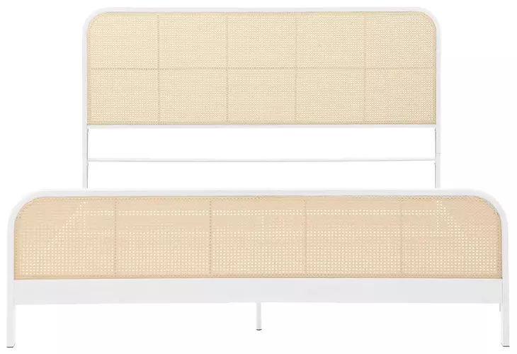 Lanewood White Open Cane Webbing King Metal Bed