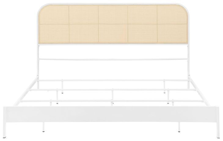 Amherst White Radio Weave Rattan King Metal Bed