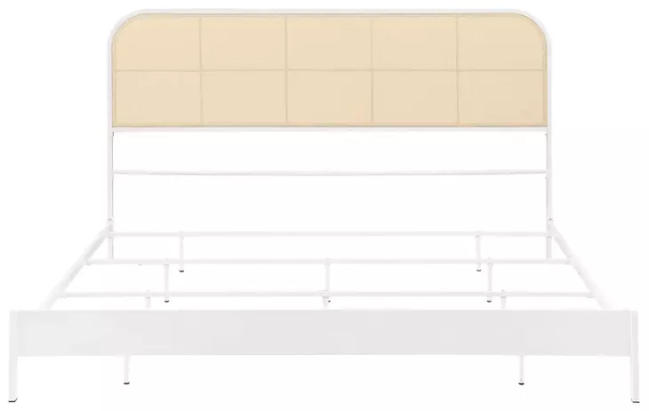 Amherst White Radio Weave Rattan King Metal Bed