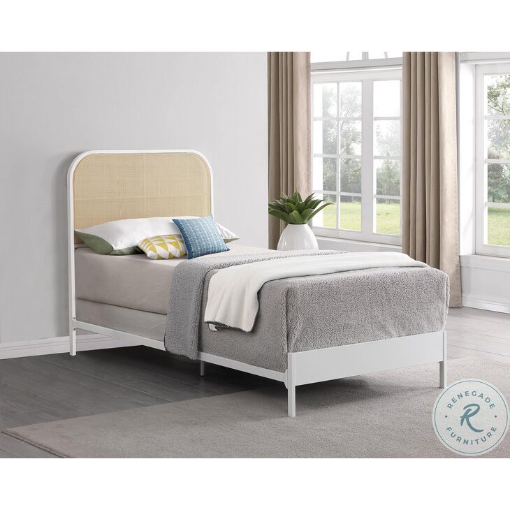 Amherst White Radio Weave Rattan Twin Metal Bed From Coaster Furniture