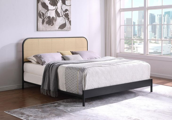 Amherst Black Radio Weave Rattan King Metal Bed