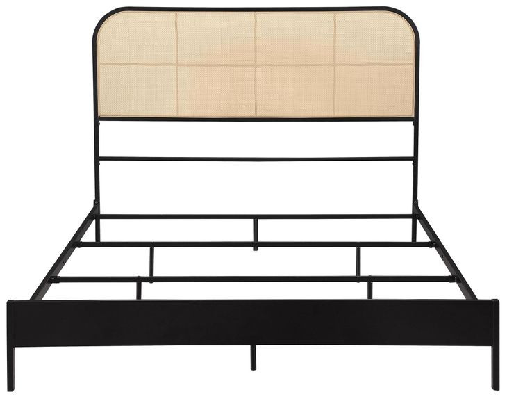 Amherst Black Radio Weave Rattan Queen Metal Bed