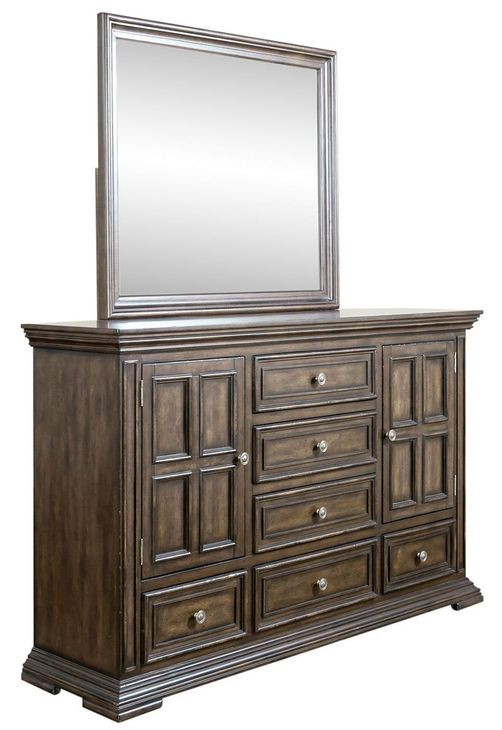 Big Valley Brownstone 6 Drawer Dresser with Mirror