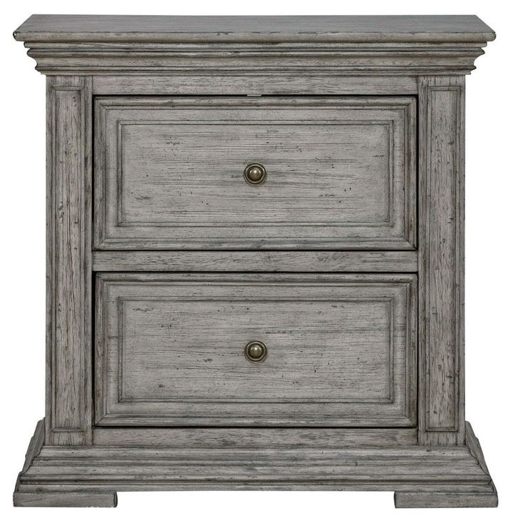 Big Valley Graystone 2 Drawer Nightstand with USB Charging
