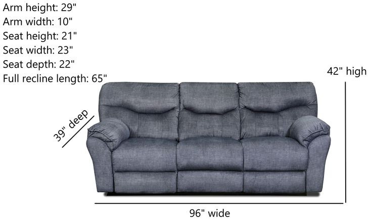 Power Play Charcoal 96" Power Reclining Sofa with USB Charging