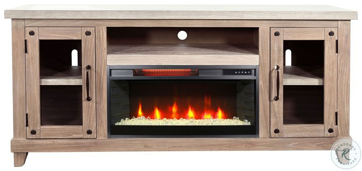 Modern Hearth Light Gray 120" TV Stand with Electric Fireplace