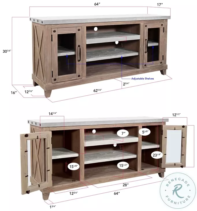 Legacy Loft Light Gray 64" Media Console