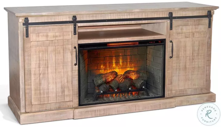 Barnstead Ember Natural 78" Media Console with Electric Fireplace