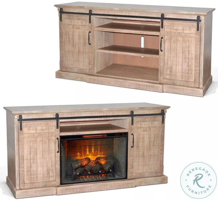 Barnstead Ember Natural 78" Media Console with Electric Fireplace