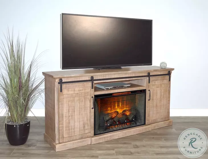 Barnstead Ember Natural 78" Media Console with Electric Fireplace