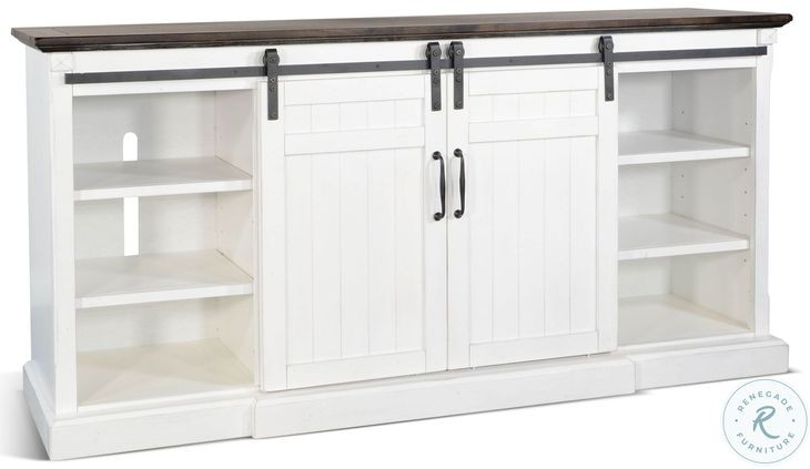 Whimora White 2 Barn Door 78" TV Console with Fireplace