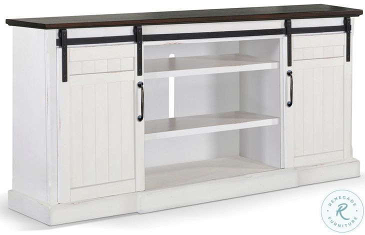 Whimora White 2 Barn Door 78" TV Console with Fireplace