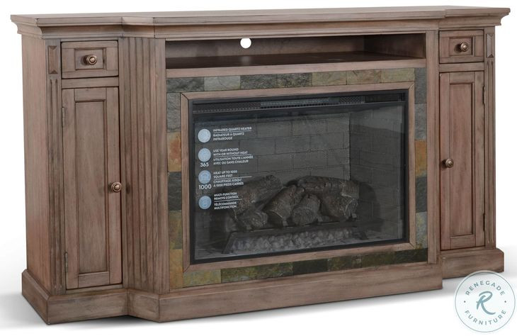 Ember Grace Buckskin 72" Media Console with Electric Fireplace