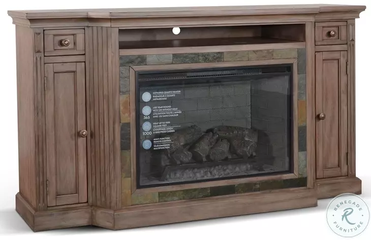 Ember Grace Buckskin 72" Media Console with Electric Fireplace