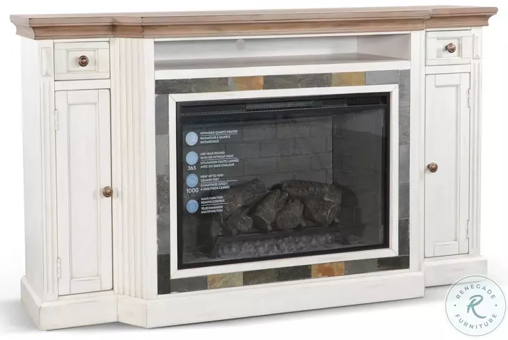 Ember Grace White 72" Media Console with Electric Fireplace