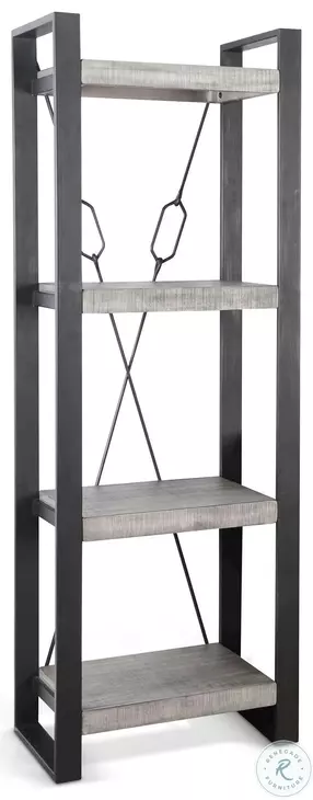 Industrial Hearth Gray 126" Media Wall with Log Fireplace Insert