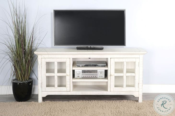 Willow Nest White Beach Pebble 2 Door 62" TV Console