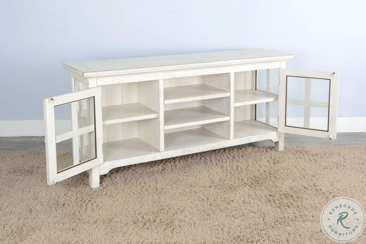Willow Nest White Beach Pebble 2 Door 62" TV Console