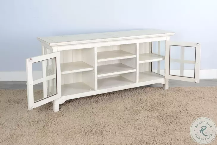 Willow Nest White Beach Pebble 2 Door 62" TV Console