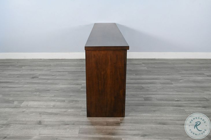 Glass Haven Dark Brown 98" Media Console with Electric Fireplace